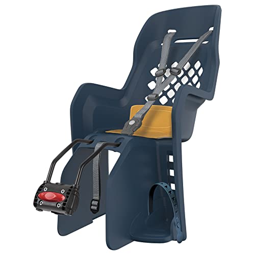 POLISPORT 8406500003 - Joy FF-Rücksitz für Fahrräder mit 26- bis 28-Zoll-Rädern, geeignet für Kinder mit einem Gewicht von 9 bis 22 kg, mit Rahmenverankerung en Color Denim/Gelb von Polisport