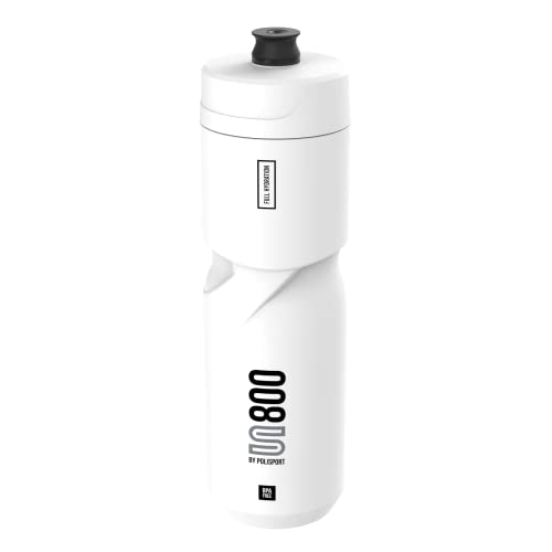 POLISPORT 8645400094 - Fahrradtrinkflasche Modell S800 mit 800ml Fassungsvermögen. BPA-freie Trinkflasche für Radfahrer in weiß von Polisport