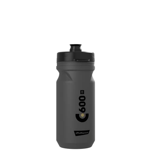 POLISPORT 8644800015 - Fahrradflasche Modell C600 von 600 ml. BPA-freie Trinkflasche für Radfahrer in nardo grau/schwarz/schwarz von Polisport