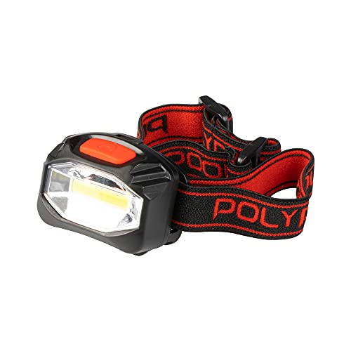 POLY POOL - PP3156 LED-Stirnlampe für Trekking und Outdoor-Arbeiten - 3-Funktions-LED-Stirnlampe mit Batteriebetrieb - Stirnlampe mit elastischem Stirnband, neigbarem Kopf - 130° Leuchtwinkel von Poly Pool