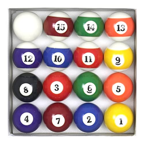 PolyMath Billiard Pool Balls, Complete Set of 16 Pool Balls, Diameter 22.5" (57.2mm) Weight 170/180G Cue Ball Set for Pool Table and Display, Billard Queue Regulation Size Pool Table Balls von PolyMath