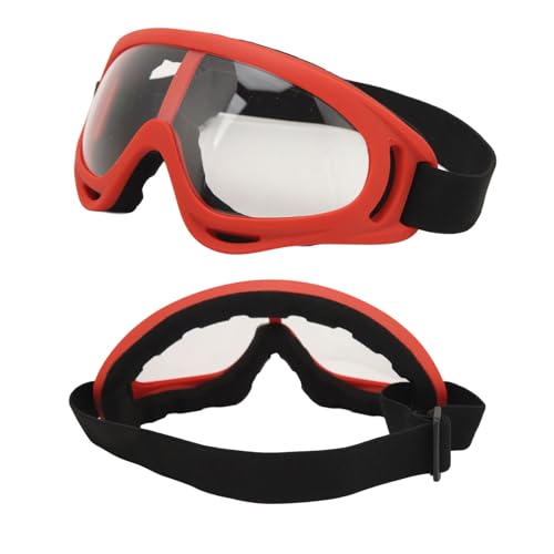 Pongnas Schneemobilbrille, Klare Sicht, Verstellbares Kopfband, Winddicht, Sturzfest, Bequeme PC-transparente Gläser, Herren-Outdoor-Skibrille (Roter Rahmen) von Pongnas