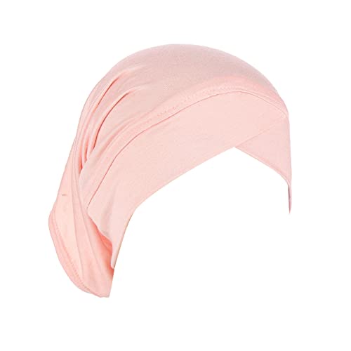 Damen Casual Solid Head Hat Cap Haarabdeckung Wrap Kopfbedeckung Muslim Turban Cap Helm Compatible with Motorrad Herren (Pink, One Size) von Poo4kark