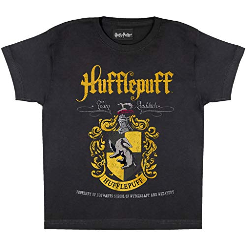 Harry Potter Hufflepuff Crest. T Shirt, Adultes, 110-170, Jungen Hufflepuff., Offizielle Handelsware von Popgear