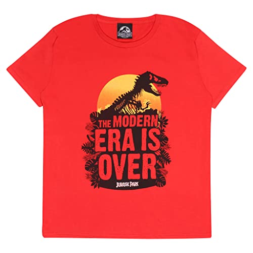 Jurassic Park Modern Era is Over T Shirt, Kinder, 116-170, Rot, Offizielle Handelsware von Popgear