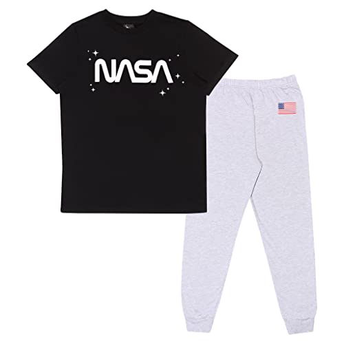 NASA Raumstaub Langer Pyjama, Kinder, 116-170, Grau, Offizielle Handelsware von Popgear