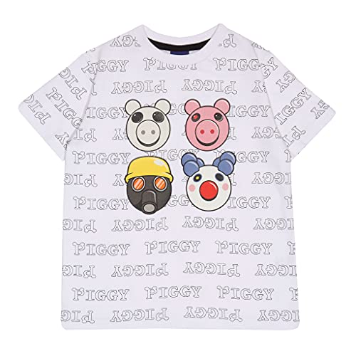 Piggy Zeichen T Shirt, Kinder, 116-182, Weiß, Offizielle Handelsware von Popgear