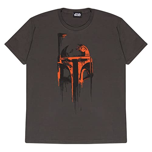 Star Wars Boba Fett Helmet T Shirt, Kinder, 116-170, Holzkohle, Offizielle Handelsware von Popgear