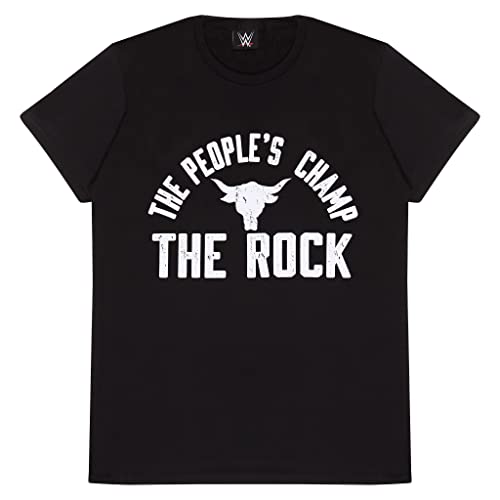 WWE The Rock - People's Champ T Shirt, Adultes, S-XXL, Schwarz, Offizielle Handelsware von Popgear