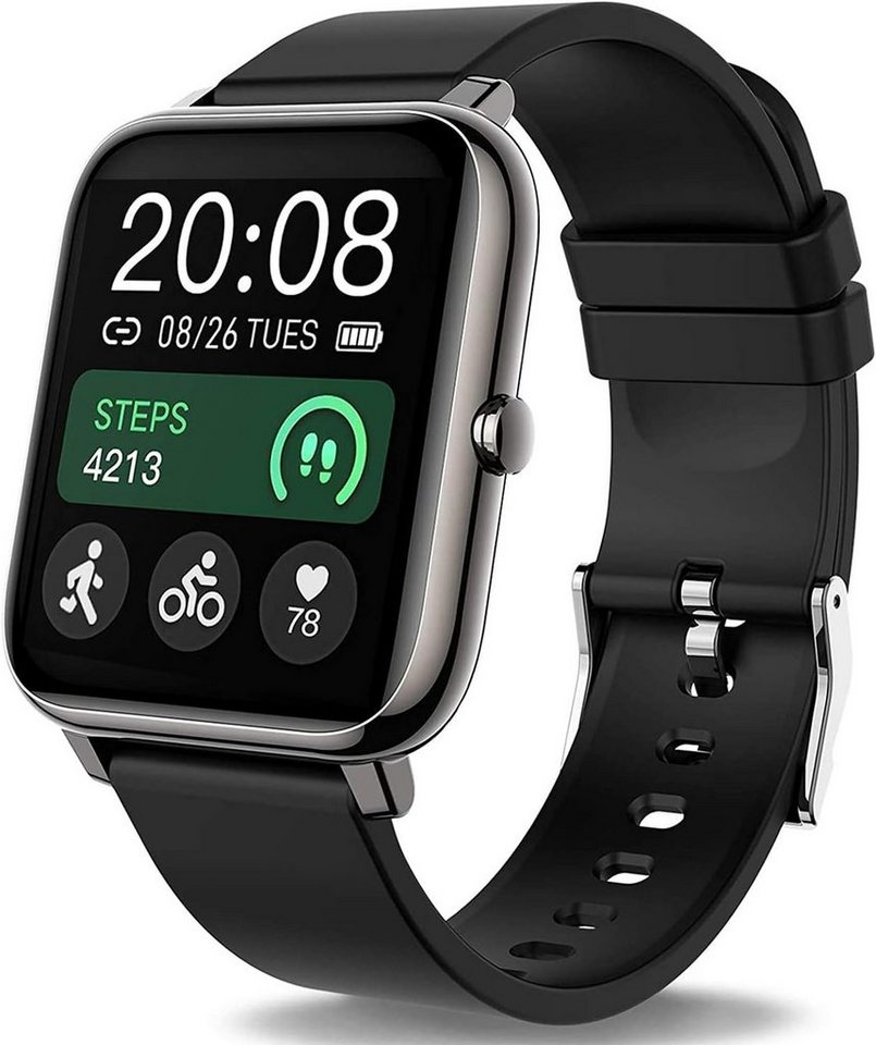 Popglory Smartwatch (1,4 Zoll, Android, iOS), mit Blutdruckmessung Fitness Armbanduhr mit Pulsuhr Schlafmonitor IP67 von Popglory