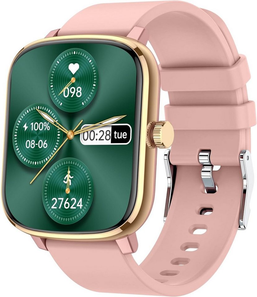 Popglory Smartwatch (1,69 Zoll, Android, iOS), mit Blutdruckmessung Fitness Armbanduhr mit Pulsuhr Schlafmonitor IP67 von Popglory