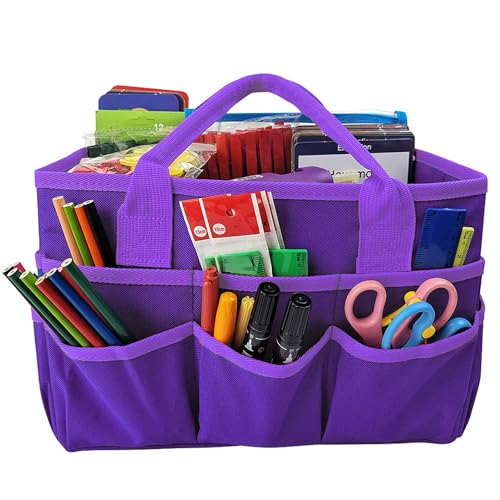 Porceosy Lehrertasche, Malwerkzeuge, Organizer, Schreibwaren, 10 Taschen, große Kapazität, Schultasche, faltbar, für Studenten, Gartenarbeit, Aufbewahrung Violett von Porceosy