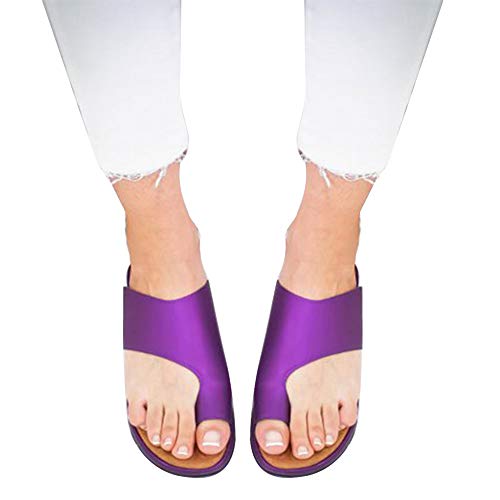 Damen Flip-Flops, Summer Beach Clip Toe Kunstleder Slide Sandalen Schuhe Damen Flache Flip-Flops Lila 39 von Porfeet