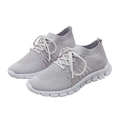 Frauen Sneakers, Frauen Casual Walking Sneakers Schnüren Weiche Schuhe Mesh Breathable Shoes Trainer Grau 43 von Porfeet