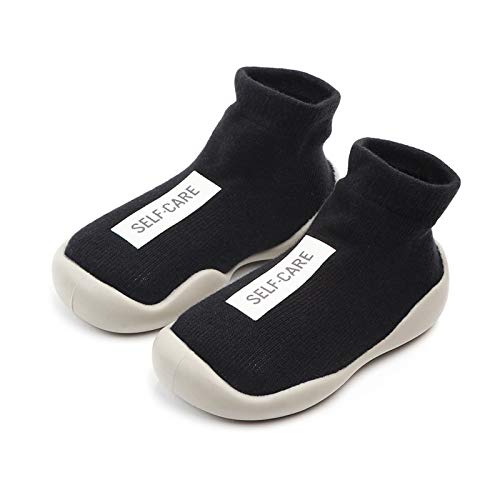 Porfeet Baby Slippers Socken, Indoor Warm Baby Anti Slip Boden Socken High Top Schuhe Mit TPE Soft Thick Sole Schwarz 21 von Porfeet