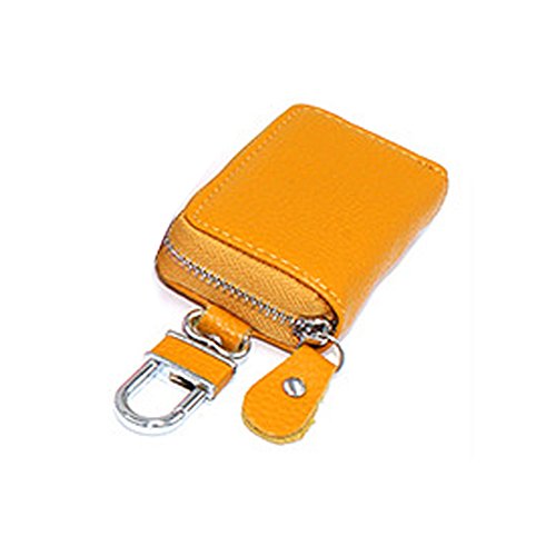 Porfeet Brieftasche, Autoschlüssel Brieftasche Schlüsselhalter Organizer Schlüsselbund Reißverschluss Schlüsseletui Tasche Tasche Geldbörse Gelb Einheitsgröße von Porfeet