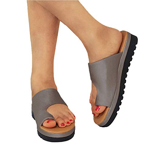 Porfeet Damen Flip-Flops, Summer Beach Clip Toe Kunstleder Slide Sandalen Schuhe Damen Flache Flip-Flops Alte Bronze 39 von Porfeet