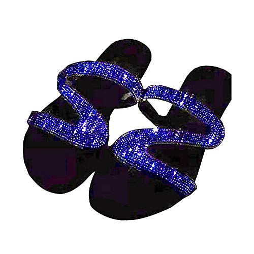 Porfeet Damen Sandalen, Damen Mode Strass Eingelegte rutschfeste Sandalen Hausschuhe Flip Flops Flache Schuhe Blau 41 von Porfeet