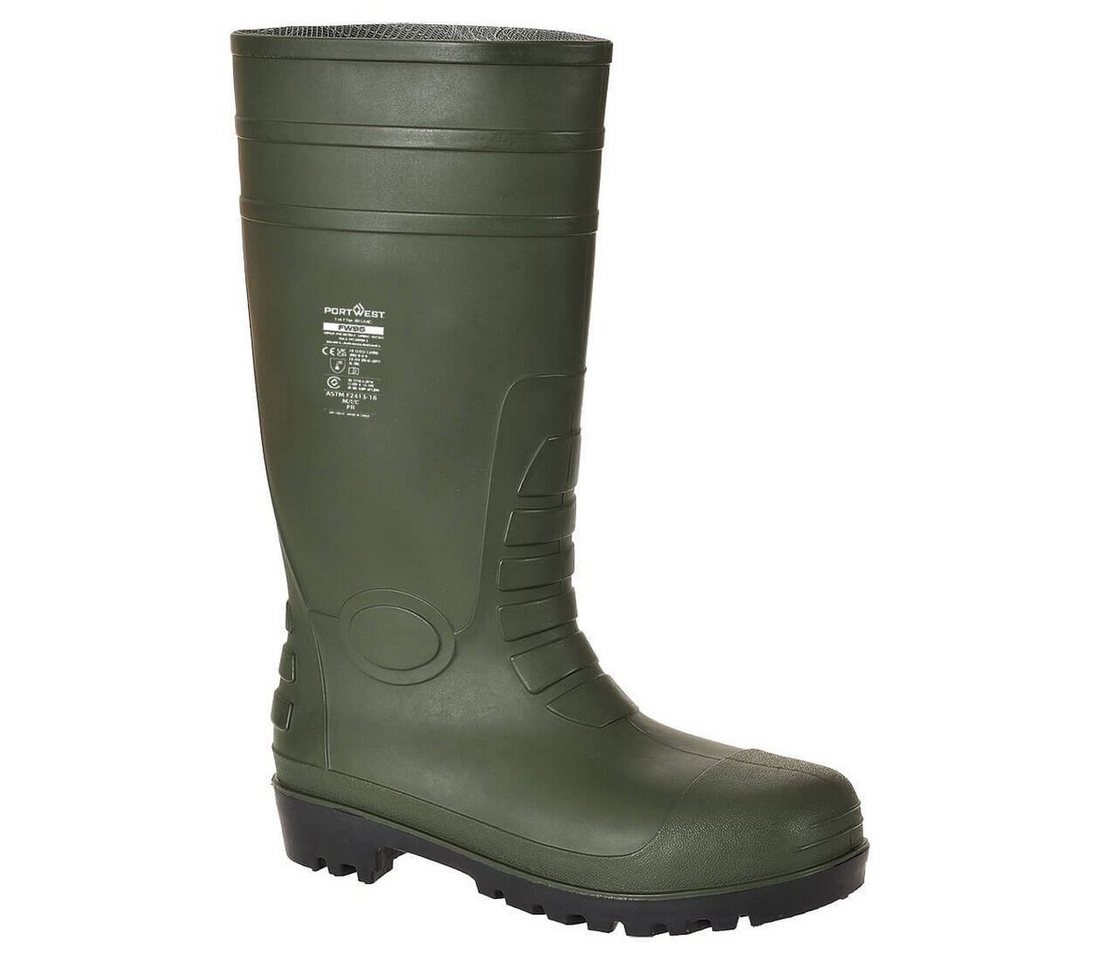 Portwest FW95 - Total-Sicherheitsgummistiefel S5, schwarz, grün, weiß Gummistiefel Rutschfest, Zehenschutz, Durchtrittsicher von Portwest