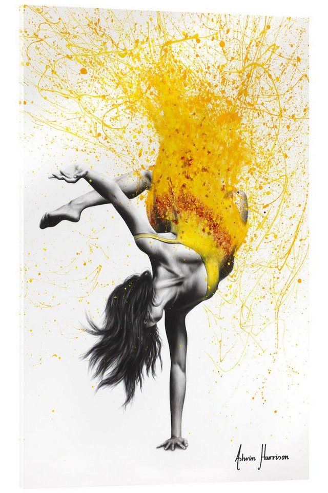 Posterlounge Acrylglasbild Ashvin Harrison, Break Dance im gelben Kleid, Illustration von Posterlounge