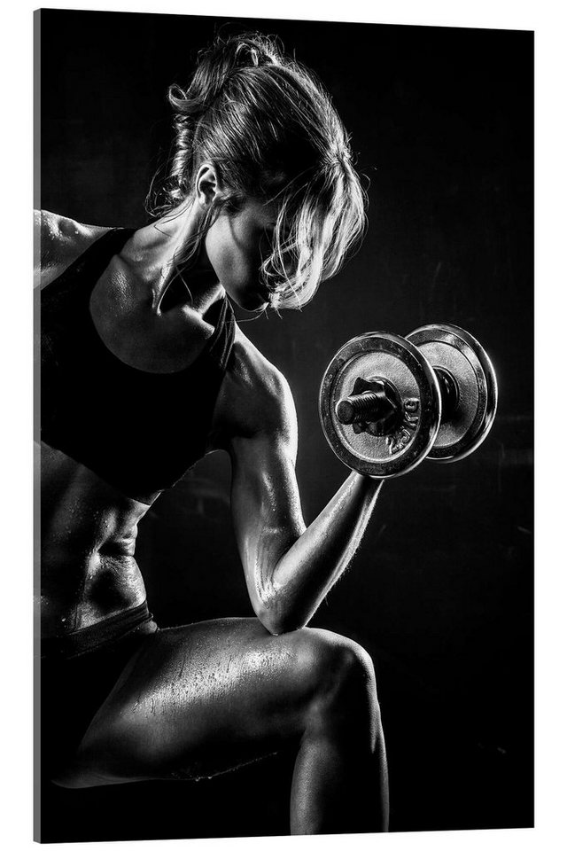 Posterlounge Acrylglasbild Editors Choice, Sportlerin mit Hantel I, Fitnessraum Fotografie von Posterlounge