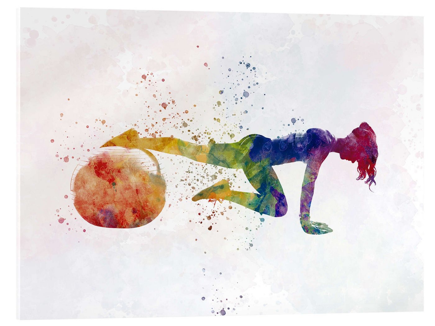Posterlounge Acrylglasbild nobelart, Fitnessübung mit einem Ball VII, Fitnessraum Malerei von Posterlounge