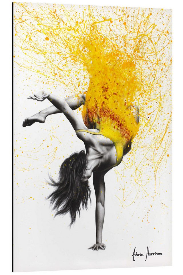 Posterlounge Alu-Dibond-Druck Ashvin Harrison, Break Dance im gelben Kleid, Illustration von Posterlounge