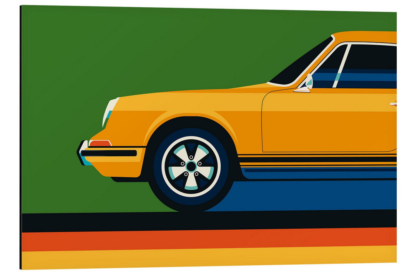 Posterlounge Alu-Dibond-Druck Bo Lundberg, Orange vintage sports car side front, Lounge Digitale Kunst von Posterlounge
