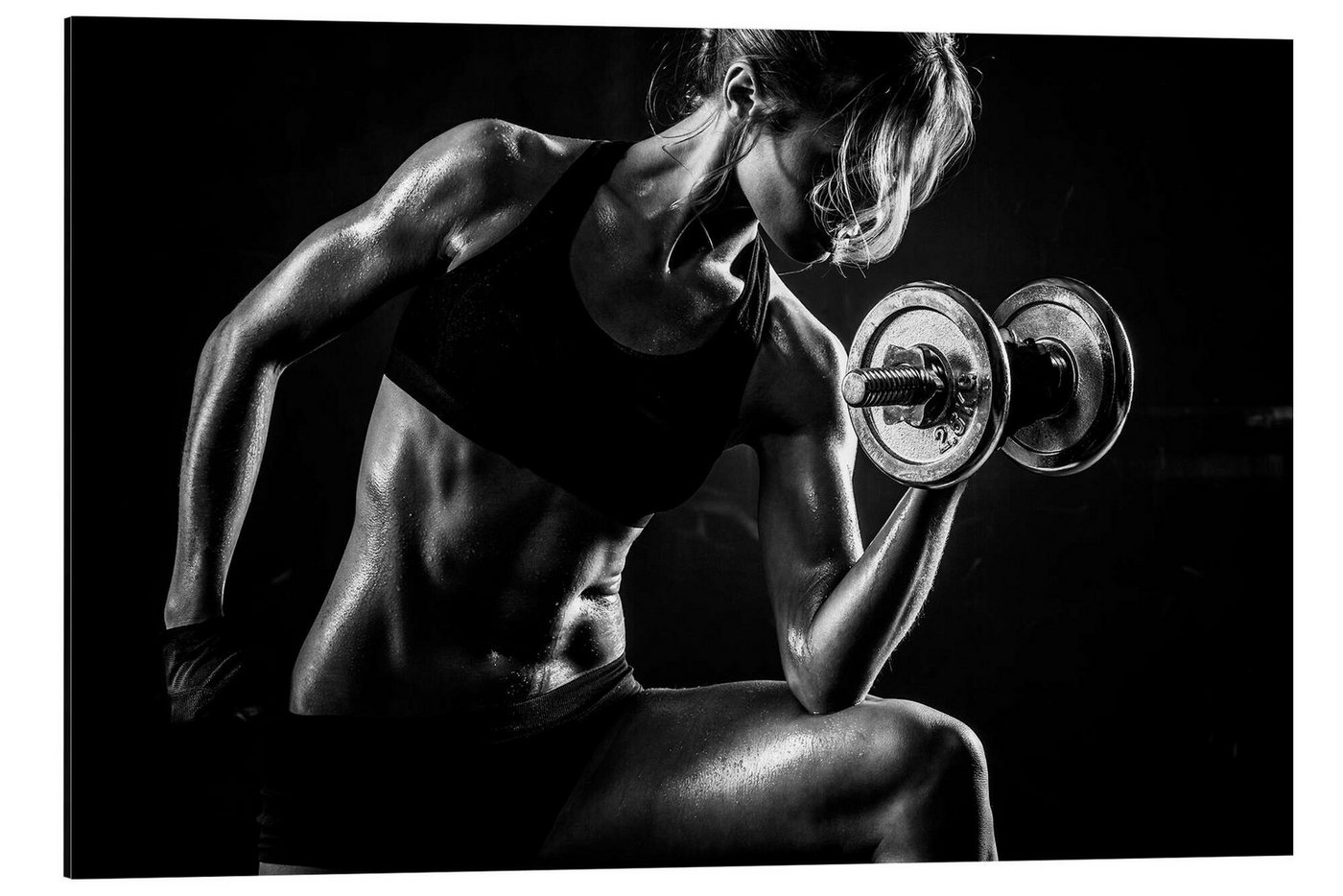 Posterlounge Alu-Dibond-Druck Editors Choice, Sportlerin mit Hantel II, Fitnessraum Fotografie von Posterlounge