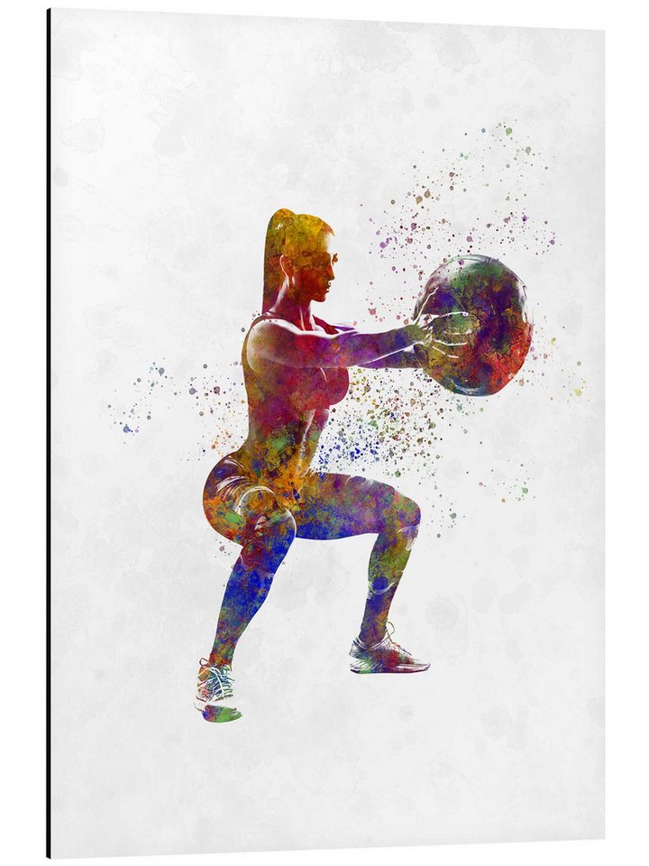 Posterlounge Alu-Dibond-Druck nobelart, Fitness-Übung mit einem Ball, Fitnessraum Illustration von Posterlounge