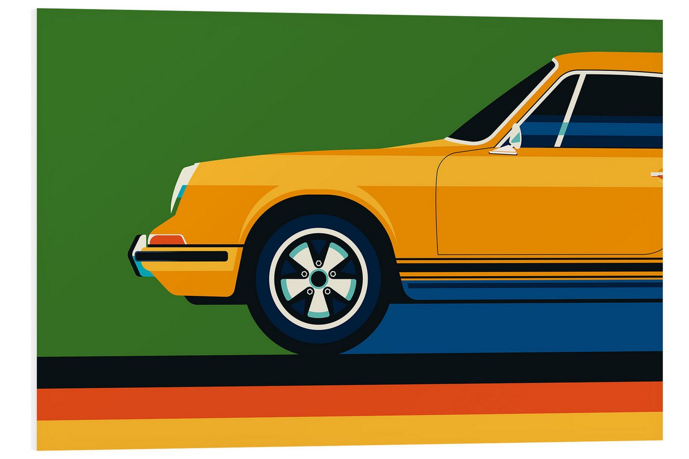 Posterlounge Forex-Bild Bo Lundberg, Orange vintage sports car side front, Lounge Grafikdesign von Posterlounge