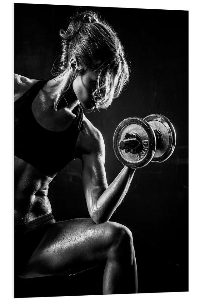 Posterlounge Forex-Bild Editors Choice, Sportlerin mit Hantel I, Fitnessraum Fotografie von Posterlounge