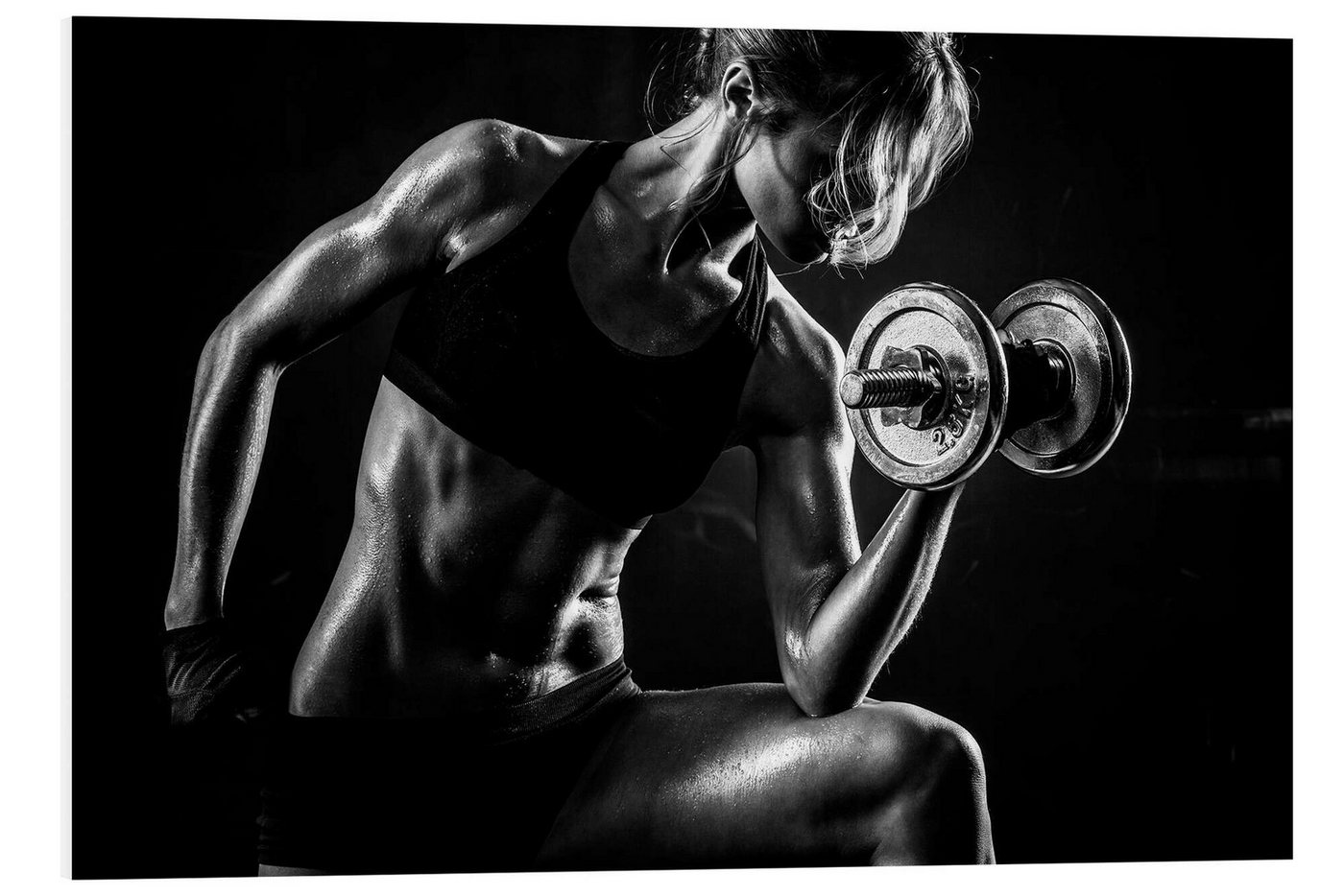 Posterlounge Forex-Bild Editors Choice, Sportlerin mit Hantel II, Fitnessraum Fotografie von Posterlounge