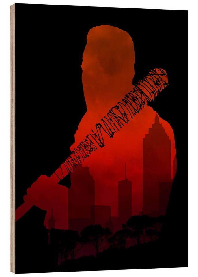 Posterlounge Holzbild HDMI2K, The Walking Dead - Negan and his beautiful Lucille, Illustration von Posterlounge