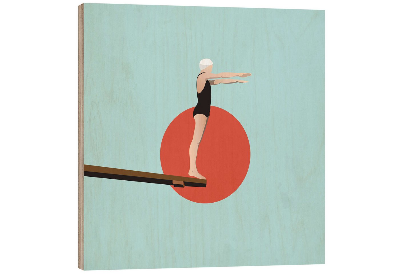 Posterlounge Holzbild Layla Oz, Sprungbrett, Badezimmer Maritim Illustration von Posterlounge