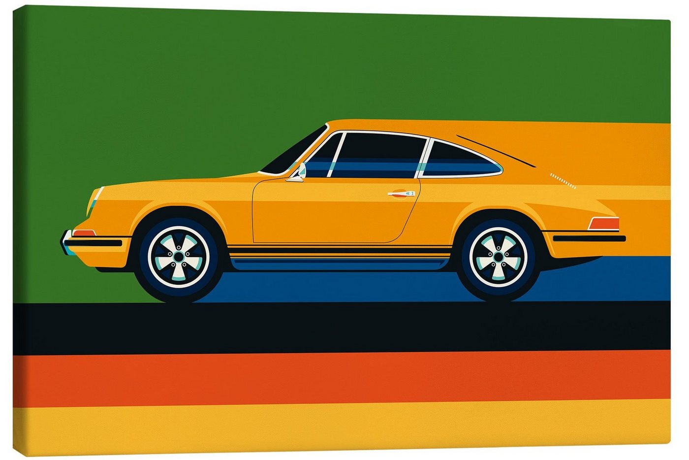 Posterlounge Leinwandbild Bo Lundberg, Orange vintage sports car side, Lounge Digitale Kunst von Posterlounge