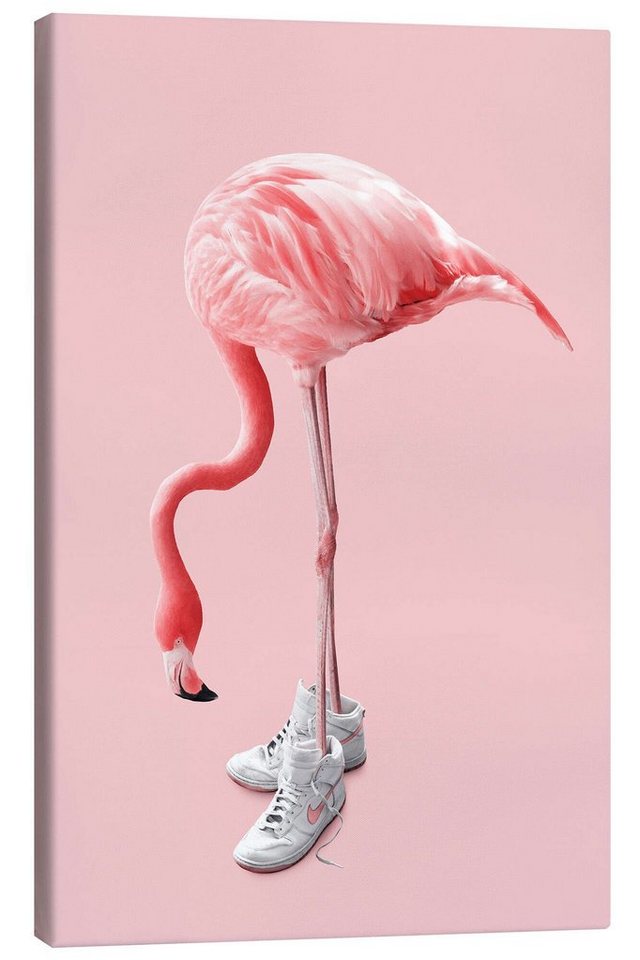 Posterlounge Leinwandbild Jonas Loose, Sneaker-Flamingo, Jugendzimmer Malerei von Posterlounge