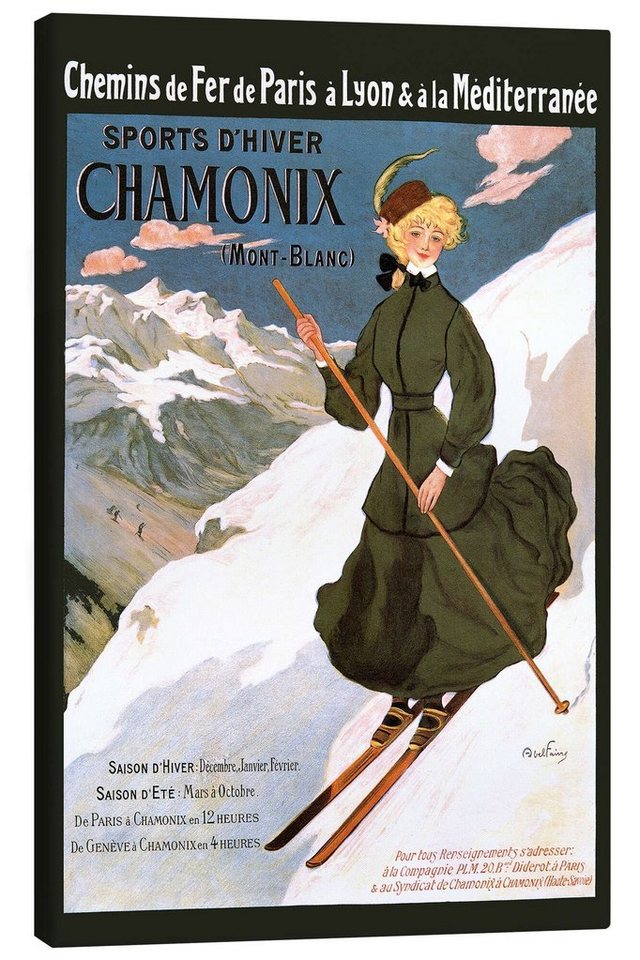 Posterlounge Leinwandbild Vintage Ski Collection, Abel Faivre Sports D'Hiver Chamonix, Vintage Illustration von Posterlounge
