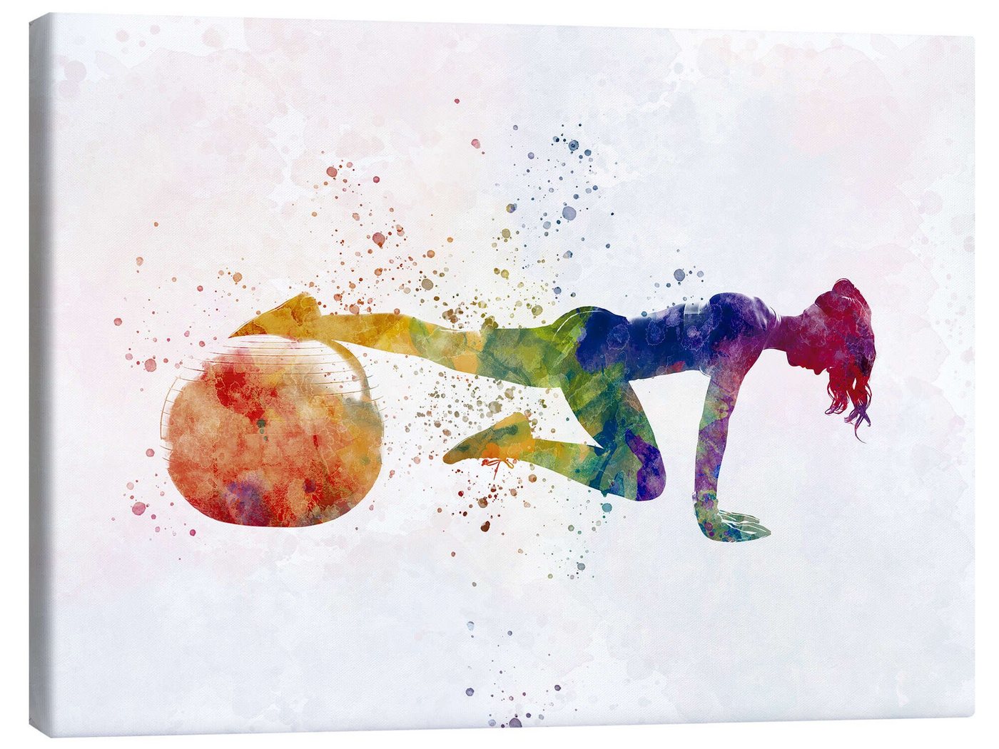 Posterlounge Leinwandbild nobelart, Fitnessübung mit einem Ball VII, Fitnessraum Illustration von Posterlounge