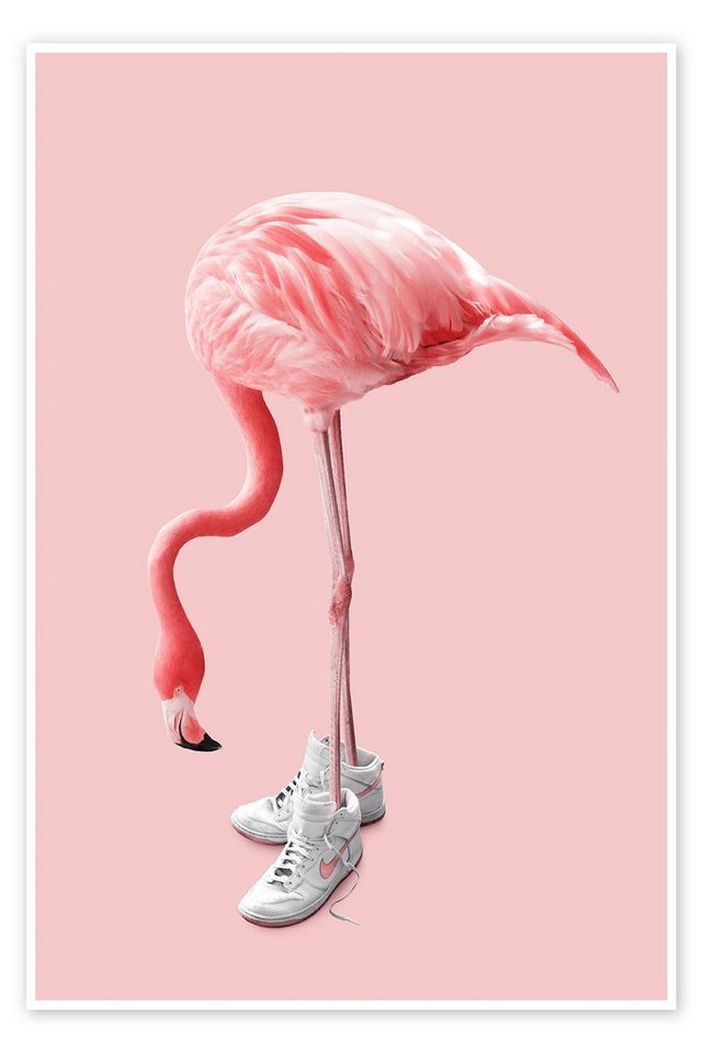 Posterlounge Poster Jonas Loose, Sneaker-Flamingo, Jugendzimmer Malerei von Posterlounge