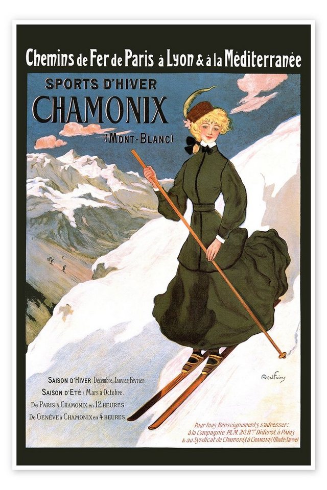 Posterlounge Poster Vintage Ski Collection, Abel Faivre Sports D'Hiver Chamonix, Vintage Illustration von Posterlounge
