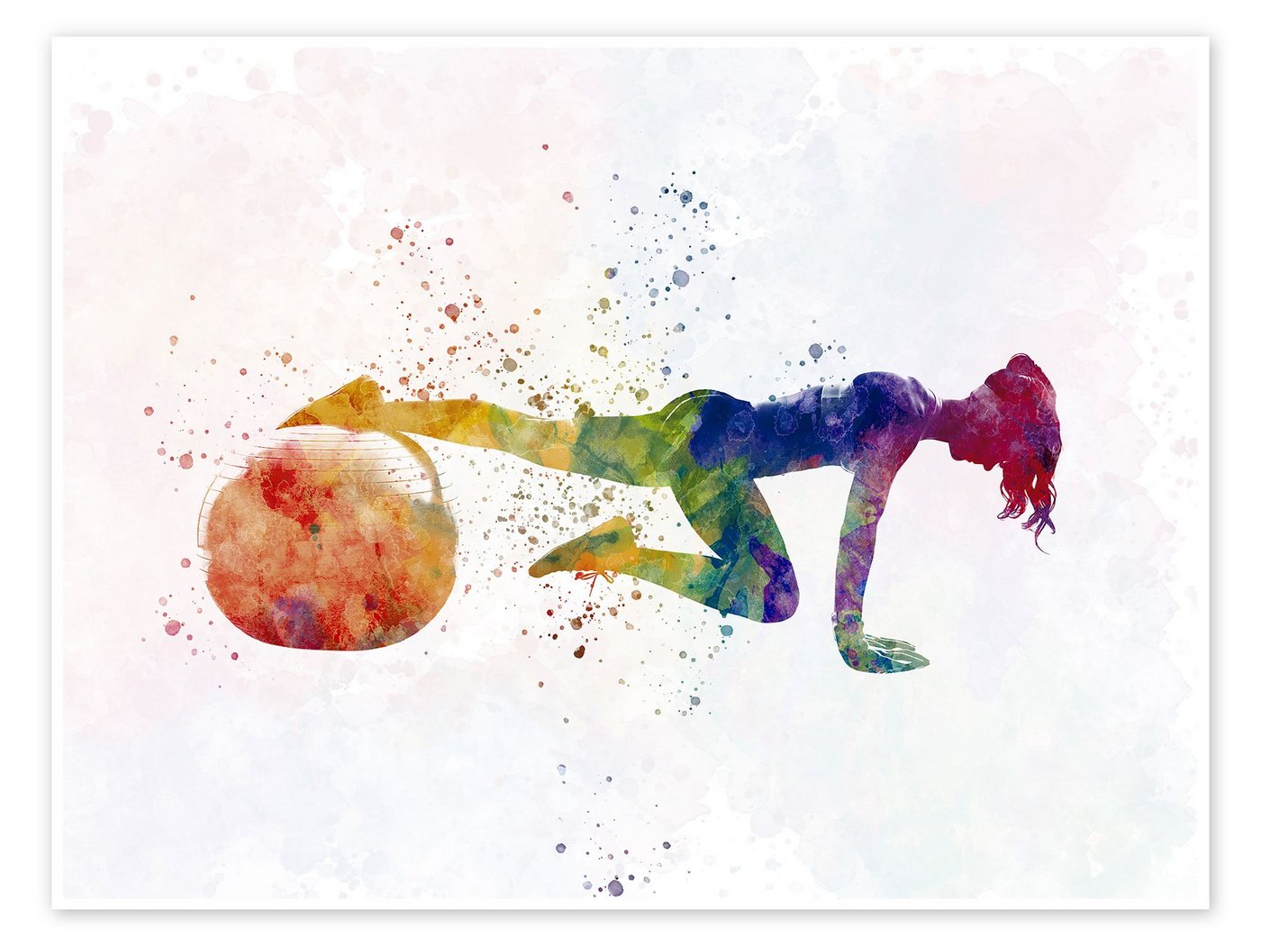 Posterlounge Poster nobelart, Fitnessübung mit einem Ball VII, Fitnessraum Illustration von Posterlounge