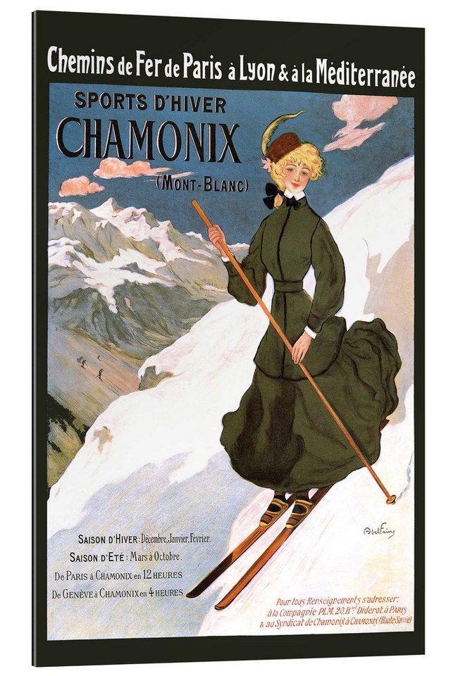 Posterlounge XXL-Wandbild Vintage Ski Collection, Abel Faivre Sports D'Hiver Chamonix, Vintage Illustration von Posterlounge