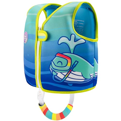 Pottwal Schwimmweste Kinder - Schwimmhilfe für 1-2 Jahre (11-15KG) - Hergestellt aus Neopren & EPE - mit Verstellbarem Schrittgurt - Cyan von Pottwal