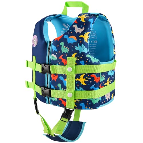 Pottwal Schwimmweste Kinder - Schwimmhilfe für 4-6 Jahre (18-25KG) - Hergestellt aus Neopren & EPE - mit Verstellbarem Schrittgurt - Purpurblau von Pottwal