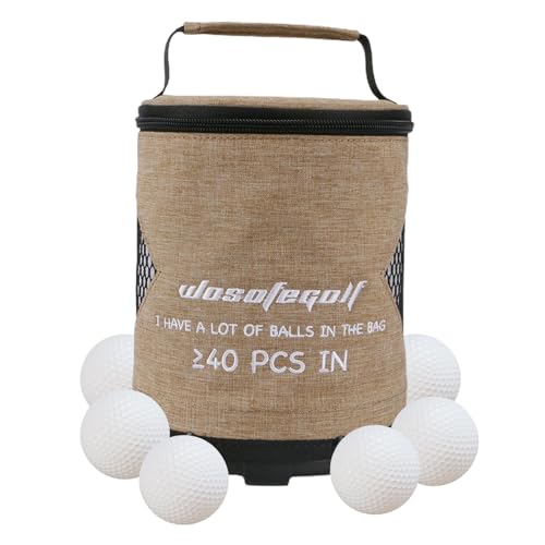 Povanjer Golfballtasche, Golftasche | Mit Reißverschluss geschlossene Zylinder-Golfballtasche mit großem Fassungsvermögen | Leichter Golfsack, multifunktionale, tragbare, leicht zugängliche von Povanjer