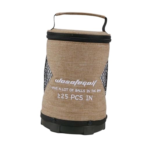 Povanjer Golfballtasche,Golfballtasche,Mit Reißverschluss geschlossene Zylinder-Golfballtasche mit großem Fassungsvermögen | Leichter Golfsack, multifunktionale, tragbare, leicht zugängliche von Povanjer