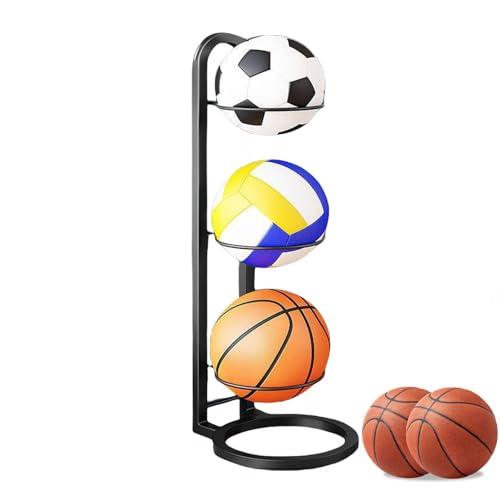 Vertikales Ball-Aufbewahrungsregal, Basketball-Aufbewahrungsregal, Metall-Basketballhalter, mehrlagiger Ball-Organizer, freistehender Basketballständer, einfaches Ball-Aufbewahrungsregal für Fußball, von Povanjer