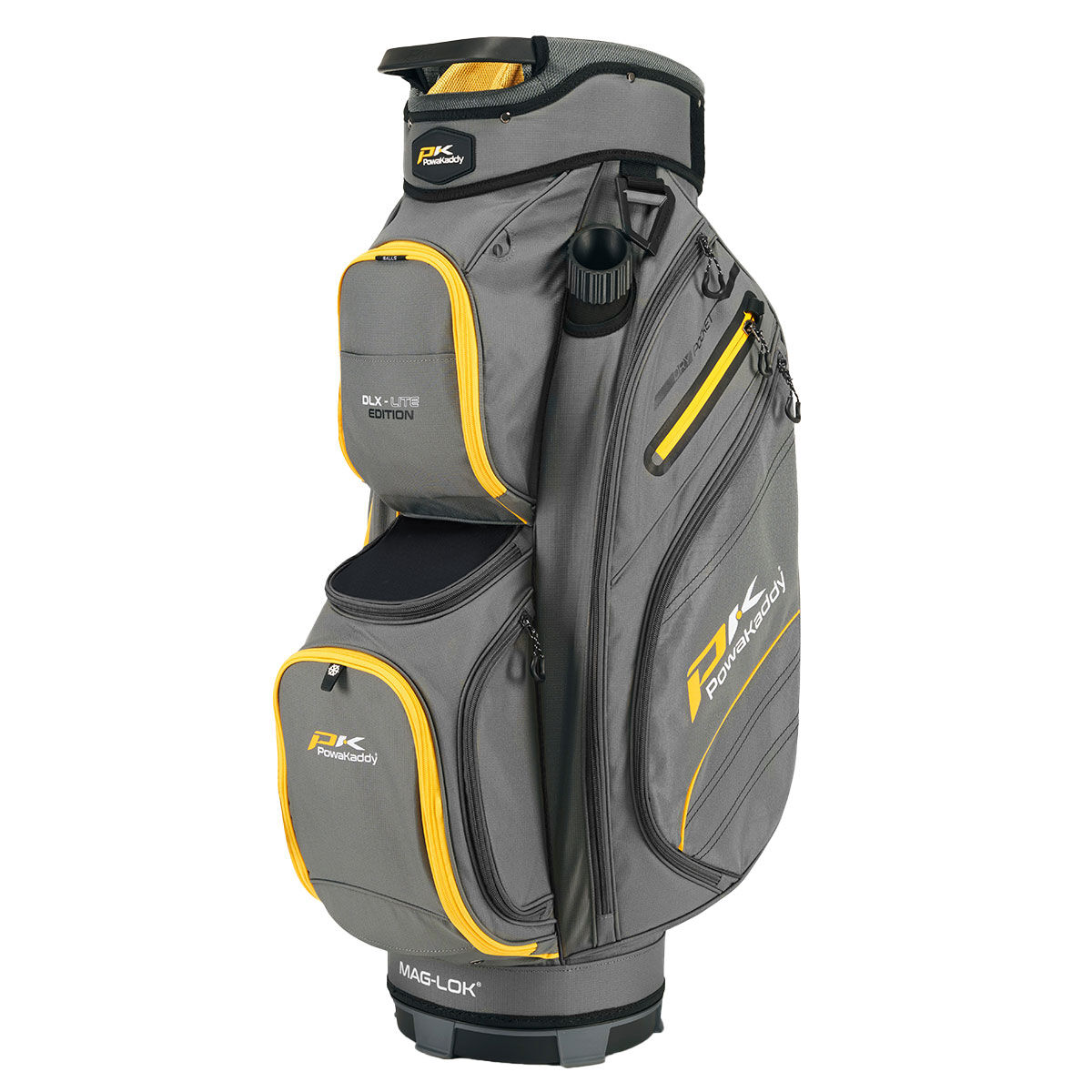 PowaKaddy DLX-Lite Golf Cart Bag, Gunmetal/yellow | American Golf von PowaKaddy