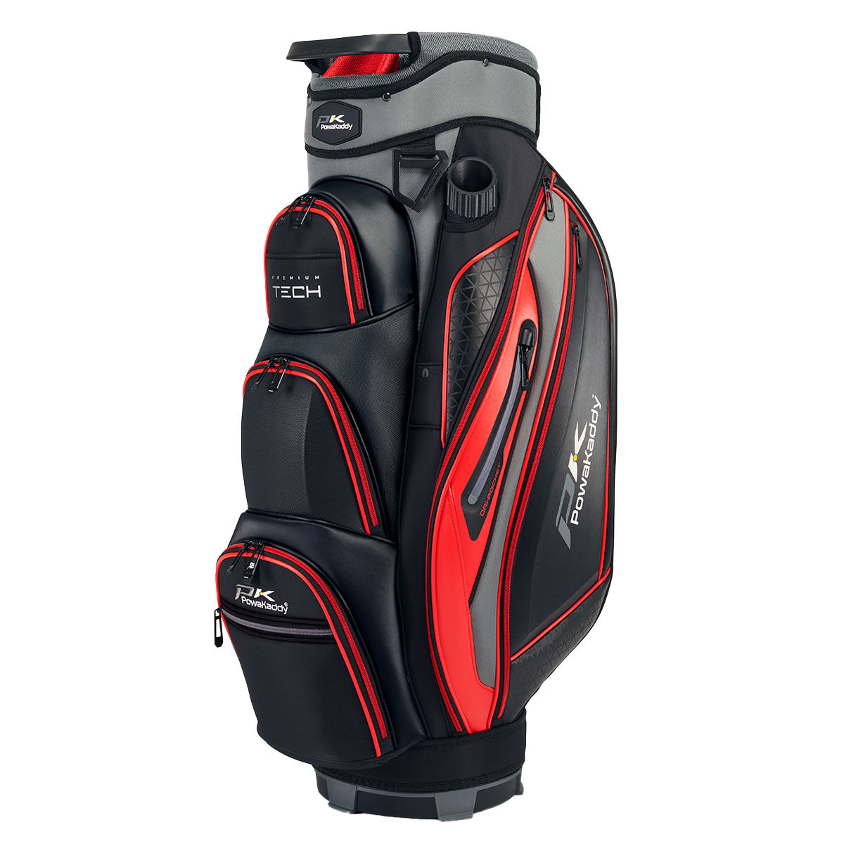 PowaKaddy Premium Tech Golf Cart Bag, Gunmetal/black/red | American Golf von PowaKaddy